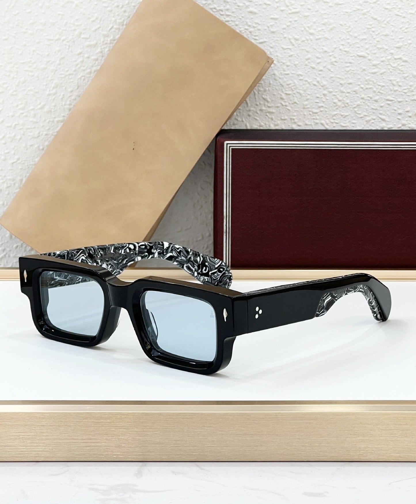 JMM ASCARI Cross-border High-end Retro Square Iron Man Vinegar Fiber Cool Men's and Women's Sunglasses JACQ