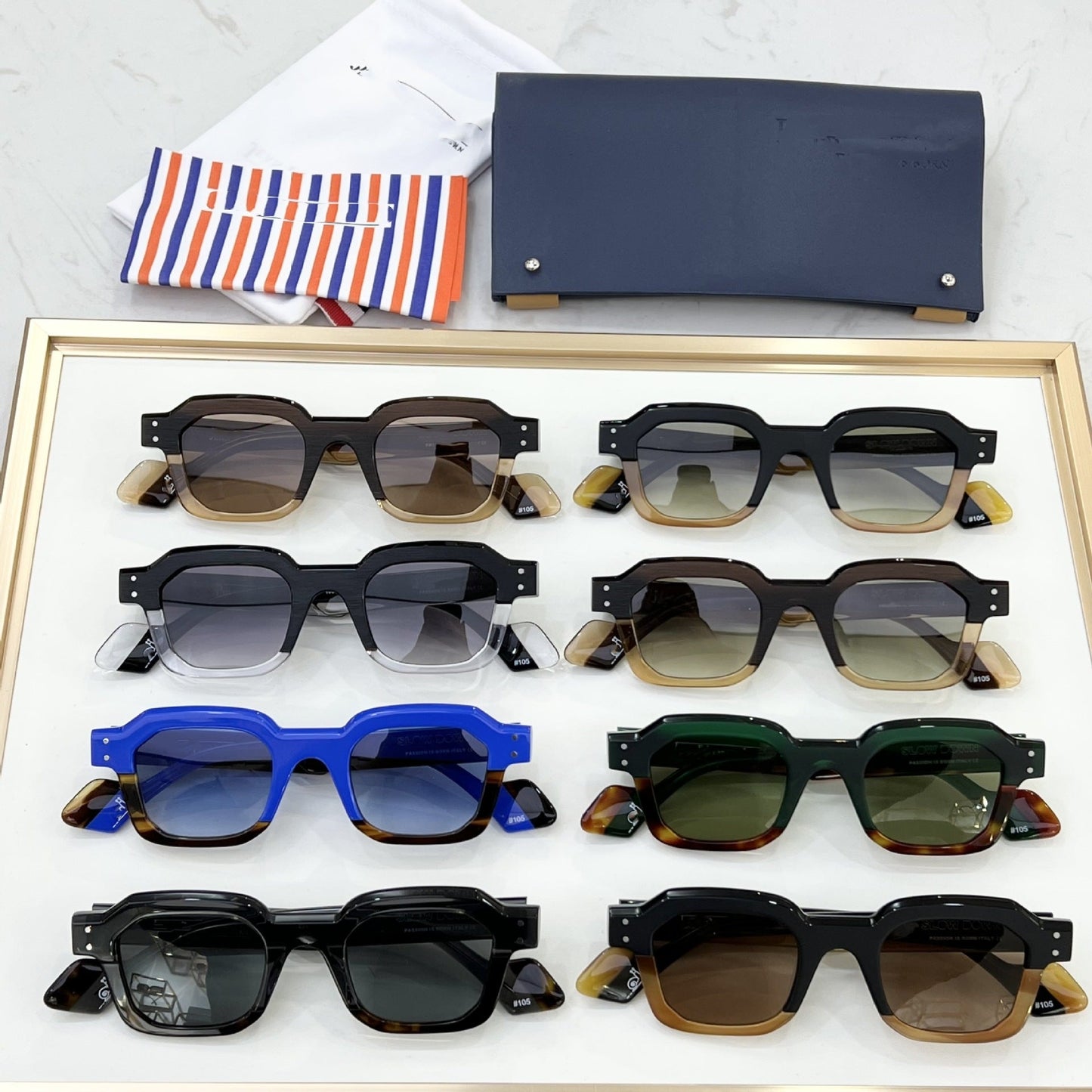 Cross-border SLOW DOWN Fashion Box Sunglasses Men's Premium Personality Sheet Sunglasses Women's UV Protection