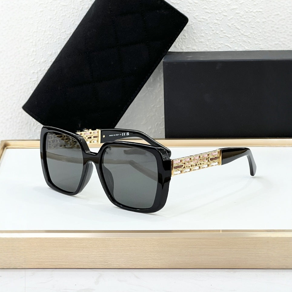 New Xiaoxiangfeng Sunglasses Women's High-end Fashion Large-frame Square Retro Wind Sunshade UV-proof Sunglasses