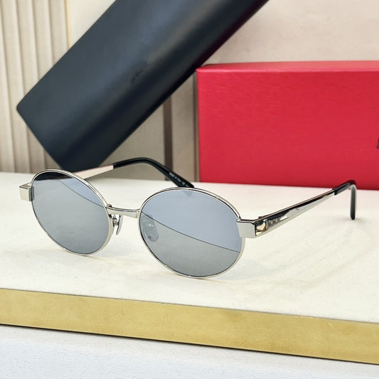 Poplar Forest New Retro Metal Frame Sunglasses Men's Light Luxury Fashion Versatile Oval Frame Sunglasses Women's UV Protection