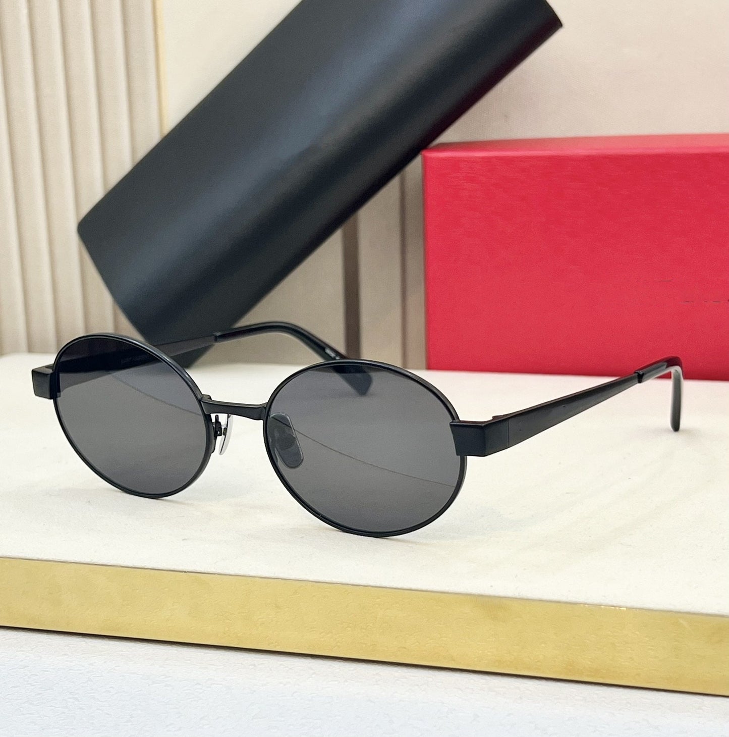 Poplar Forest New Retro Metal Frame Sunglasses Men's Light Luxury Fashion Versatile Oval Frame Sunglasses Women's UV Protection