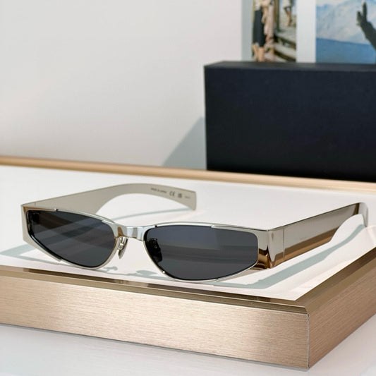 Cross-border Poplar Forest New Metal Narrow Frame Futuristic Sunglasses Women's High-end Big-name Sunglasses UV Protection