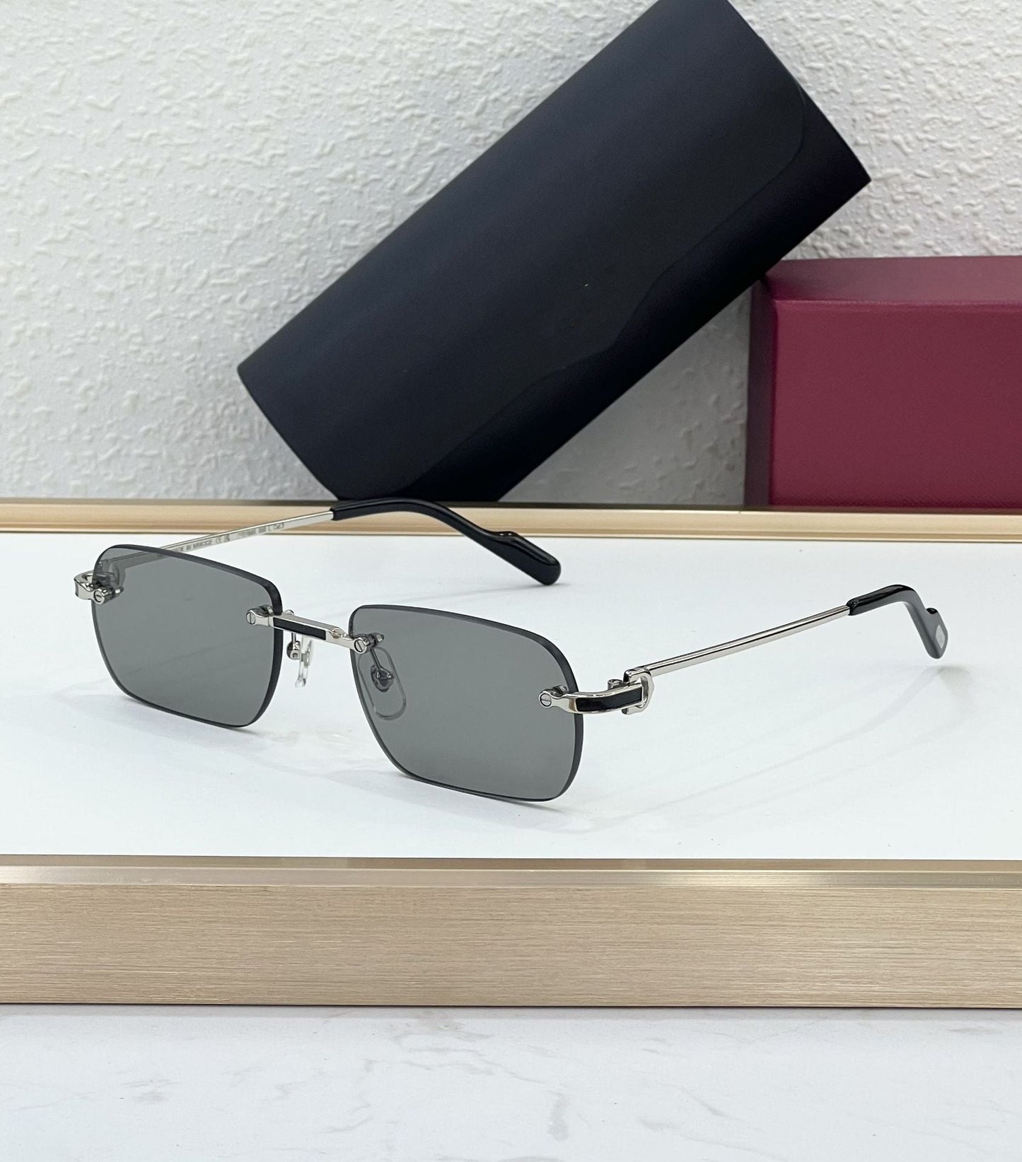 CAR New Rectangular Frameless Simple European and American Fashion Sunglasses Men's and Women's Travel Sunglasses UV Protection CT0498S
