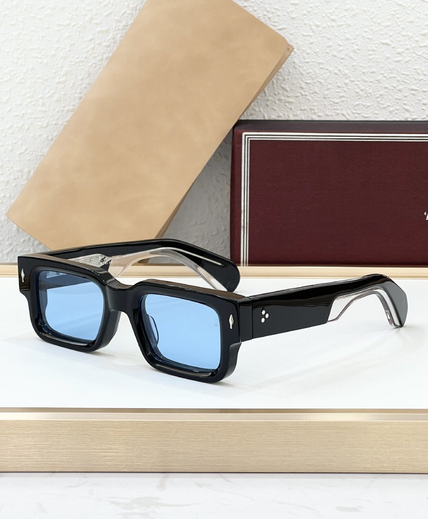 JMM ASCARI Cross-border High-end Retro Square Iron Man Vinegar Fiber Cool Men's and Women's Sunglasses JACQ
