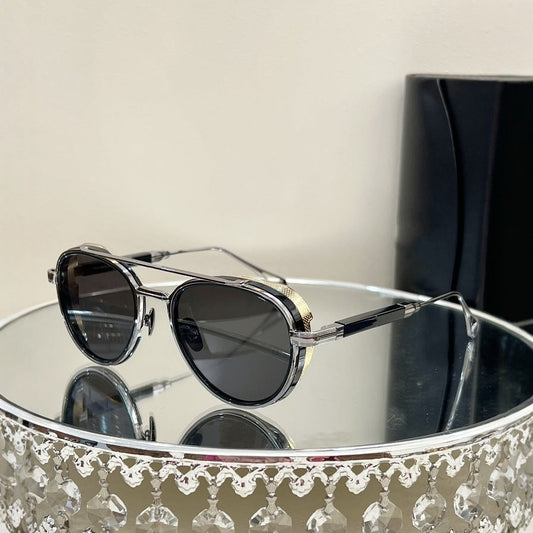 Cross-border MAY Fashion Retro Light Luxury Metal Style Sunglasses Round UV-proof Men's and Women's Sunglasses PADKYLOB