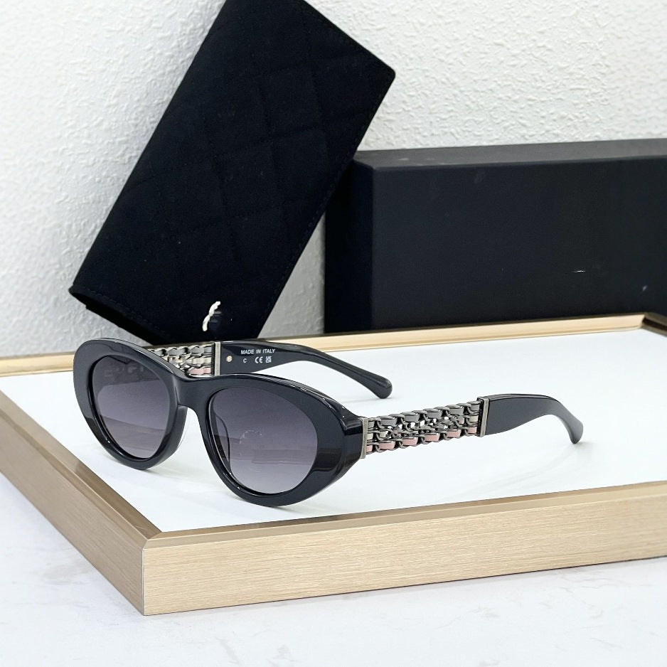 Ch5538 Cross-border Xiaoxiangfeng Sunglasses Women's High Version Fashion Personalized Plate Cat Eye Sunglasses UV Protection