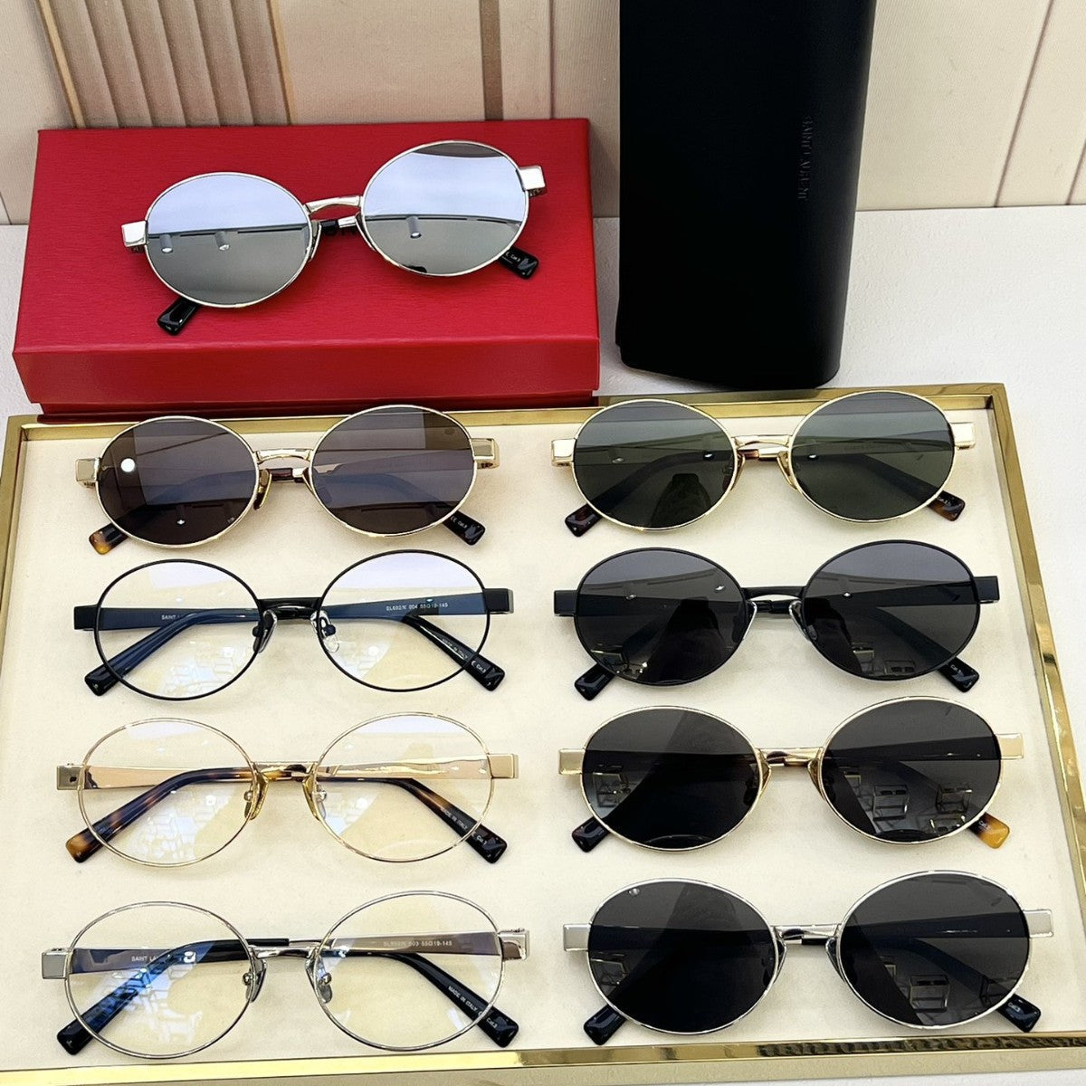 Poplar Forest New Retro Metal Frame Sunglasses Men's Light Luxury Fashion Versatile Oval Frame Sunglasses Women's UV Protection