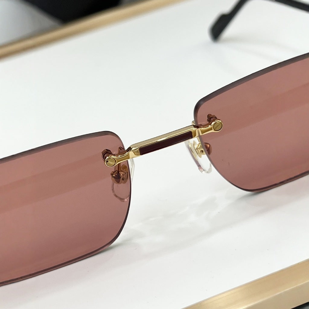 CAR New Rectangular Frameless Simple European and American Fashion Sunglasses Men's and Women's Travel Sunglasses UV Protection CT0498S