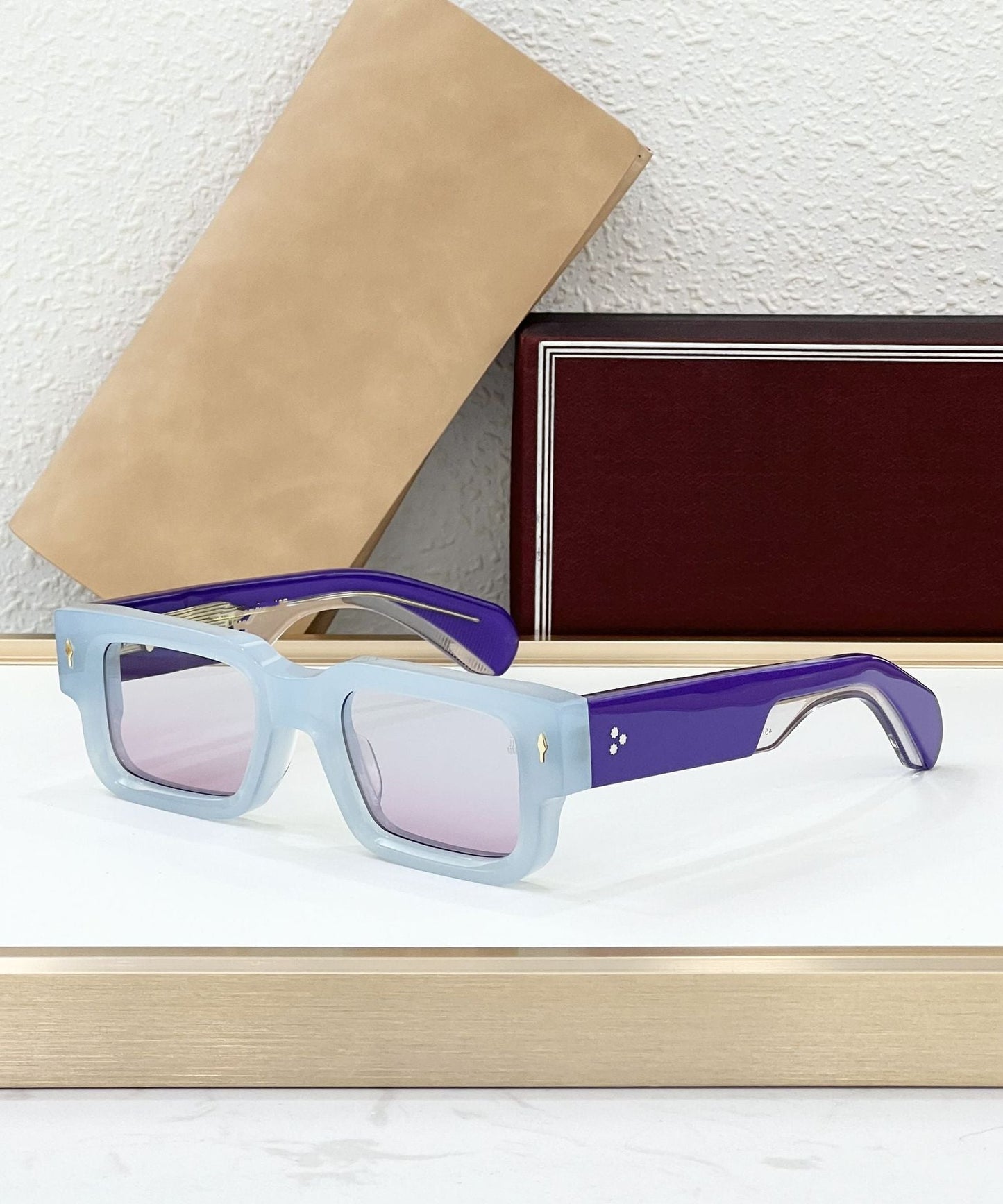 JMM ASCARI Cross-border High-end Retro Square Iron Man Vinegar Fiber Cool Men's and Women's Sunglasses JACQ