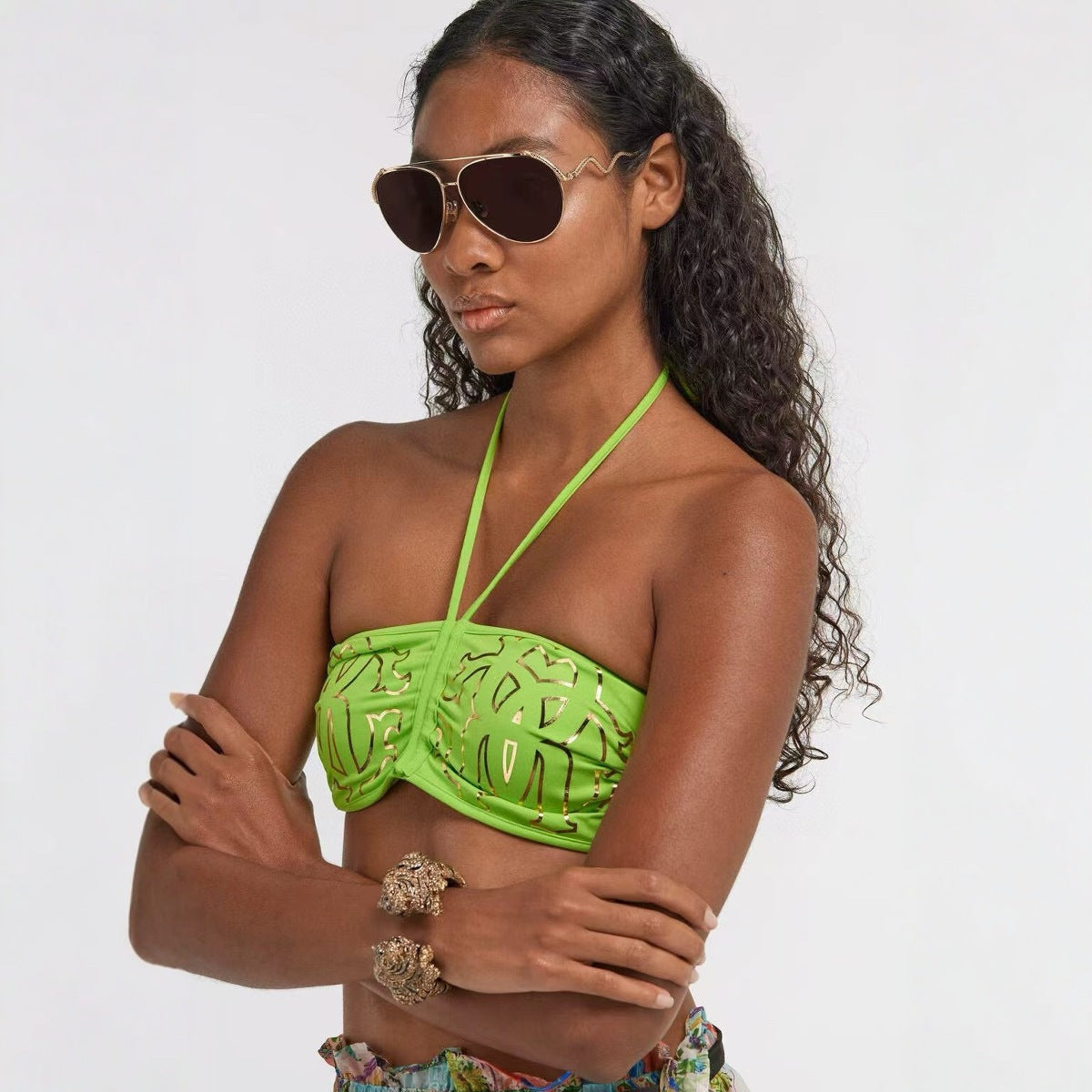 Cross-border European and American New Fashionable Versatile Metal Sunglasses Men's Driving UV Protection Sunglasses Women's High Sense