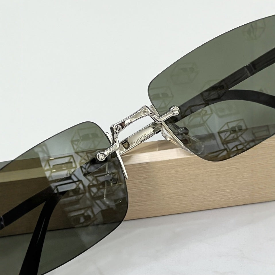 Cross-border CART New Frameless Sunglasses Men's High-end Square Glasses Fashionable Big-name Sunglasses Women's UV Protection