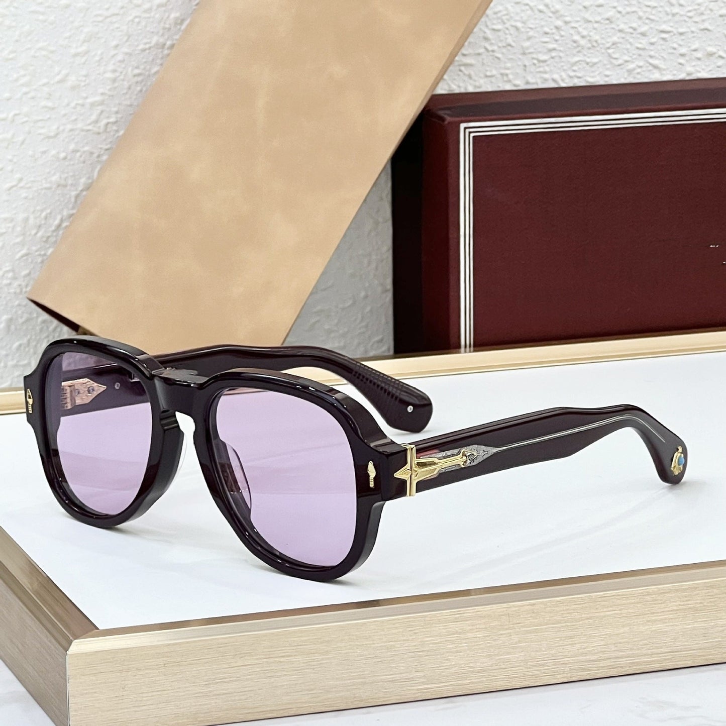 Cross-border JACQ Turquoise Japanese Handmade Glasses Fashion Sunglasses Men's High-end Sunglasses Women's UV Protection