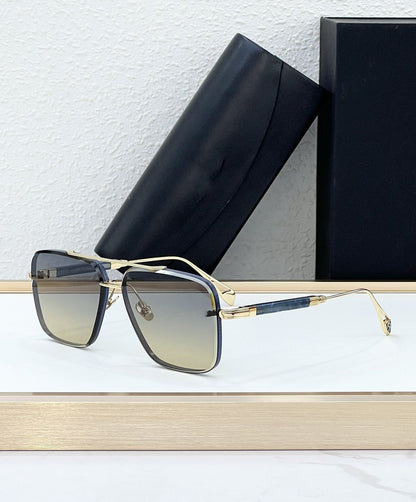 Cross-border New Personalized Metal Sunglasses UV-proof Sunglasses Men's Fashion Advanced Sense of Gradual Change Lenses Trend Women