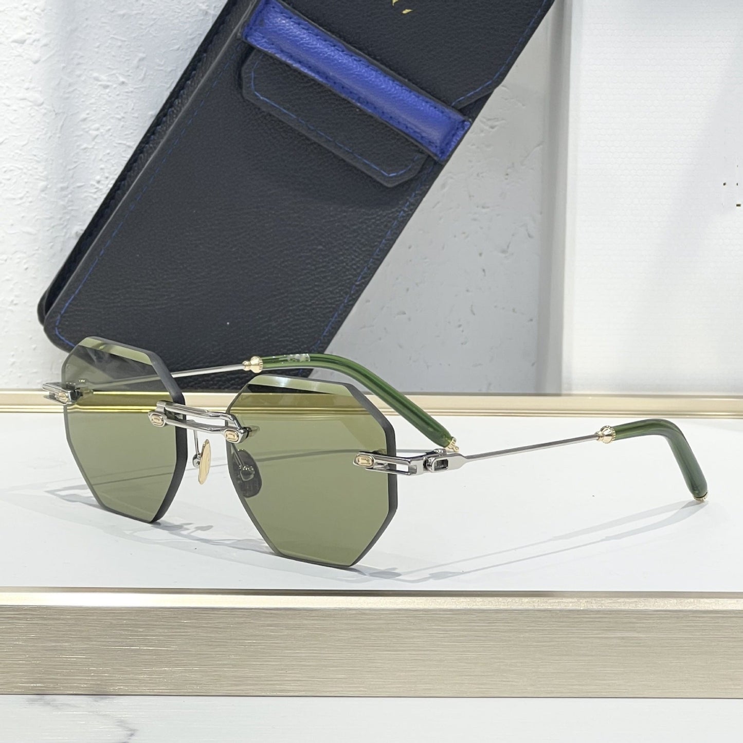 Cross-border European and American New Frameless Sunglasses Men's High-end Metal Wind Glasses Big-name Sunglasses Women's UV Protection