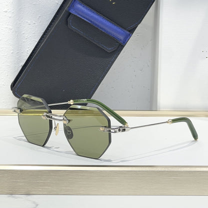 Cross-border European and American New Frameless Sunglasses Men's High-end Metal Wind Glasses Big-name Sunglasses Women's UV Protection