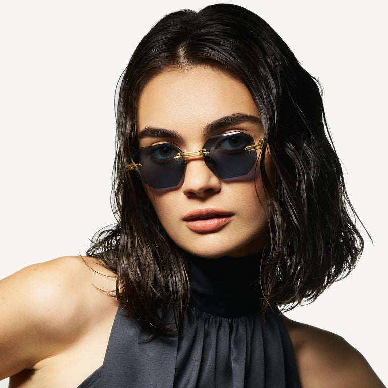 Cross-border European and American New Frameless Sunglasses Men's High-end Metal Wind Glasses Big-name Sunglasses Women's UV Protection