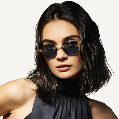 Cross-border European and American New Frameless Sunglasses Men's High-end Metal Wind Glasses Big-name Sunglasses Women's UV Protection