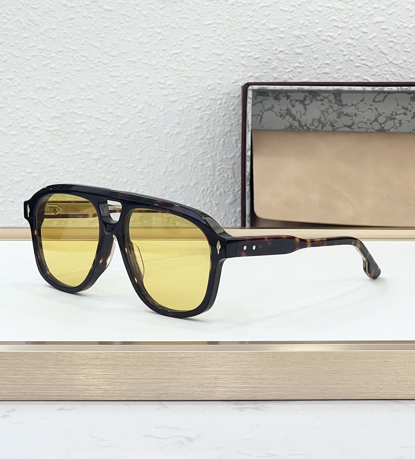 JMM Cross-border European and American Fashion Light Luxury Handmade Vacation Tide Version Large Frame Men's and Women's Sunglasses Party Sunglasses LEONARD