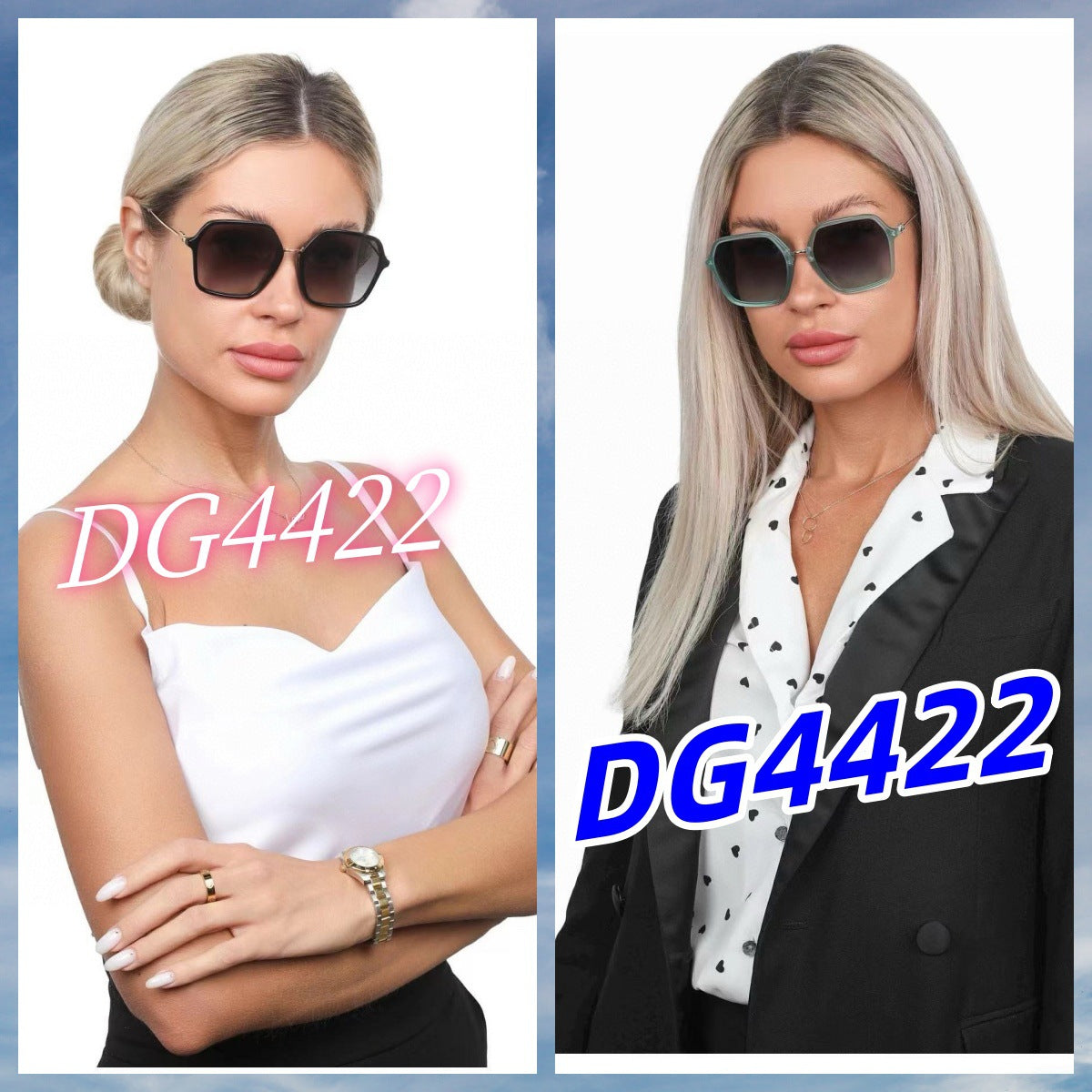Dujia Fashion Sunglasses Women's High-end Sense, Large Frame and Thin European and American Popular Sunglasses Anti-ultraviolet DG4422