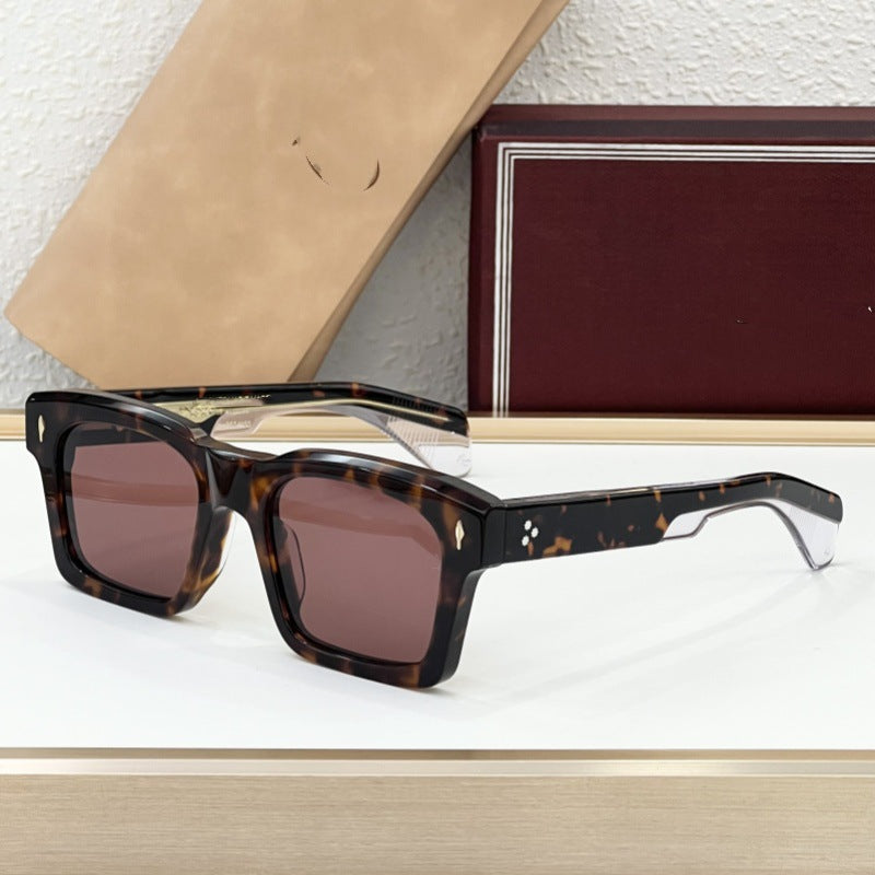 Cross-border JACQ New Fashion Box Sunglasses Men's High-end Sense Retro Versatile Sunscreen Sunglasses Women's UV Protection