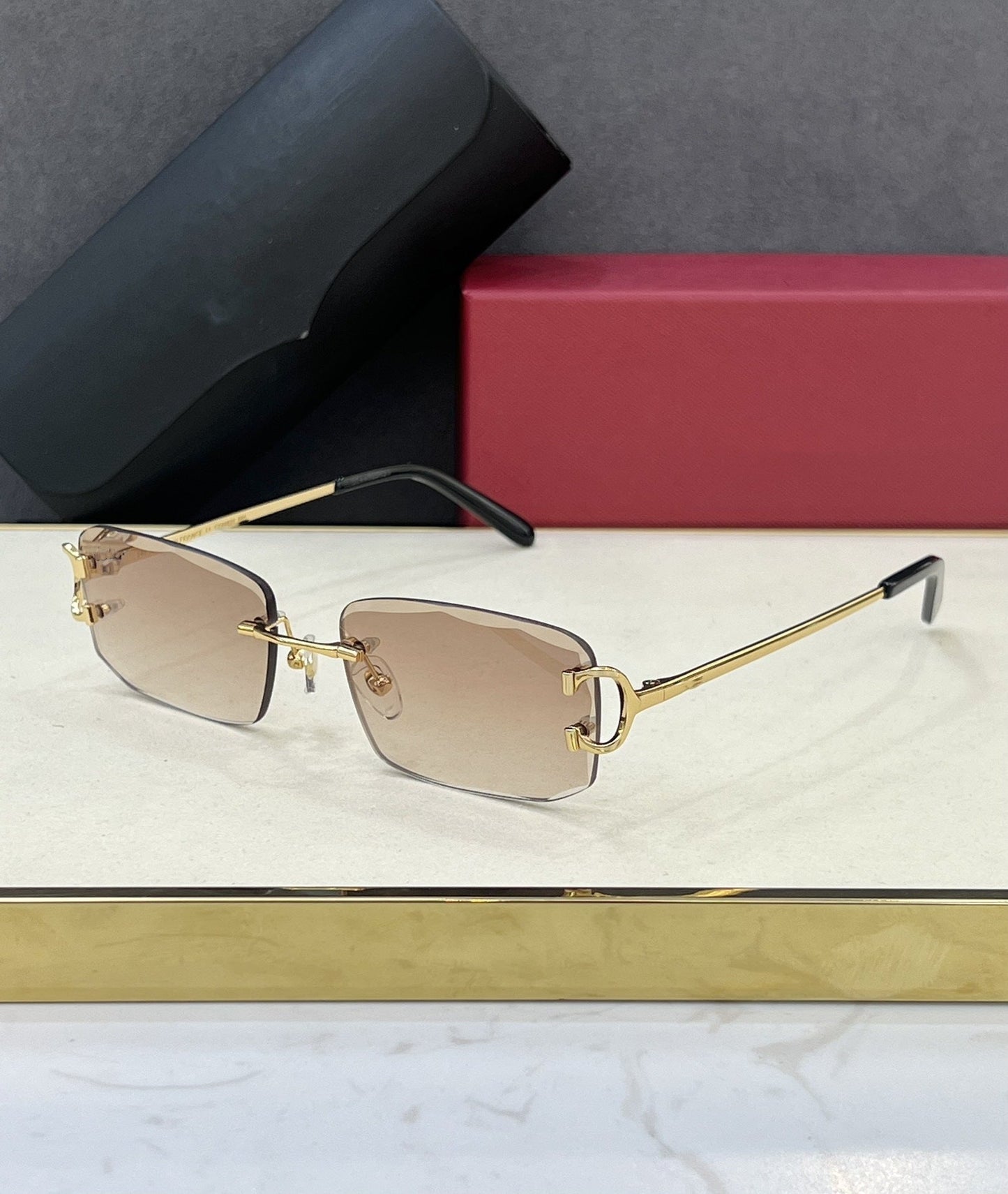 CAR Fashionable and Simple Frameless Trimmed Square Sunglasses INS Style Street Shooting Trendy Personality Versatile Sunglasses UV Protection