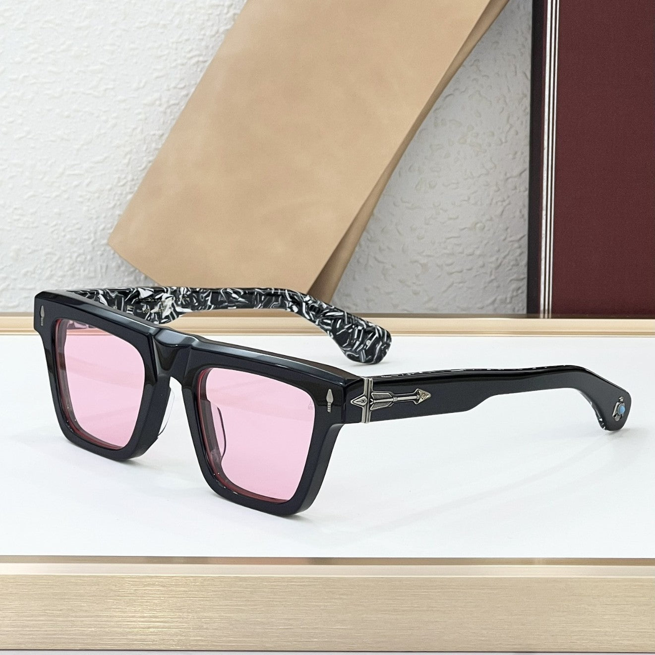 JMM Cross-border Japanese Handmade Metallic Sunglasses Fashion Luxury Gemstone Resort Square Men's and Women's Outdoor Sunglasses