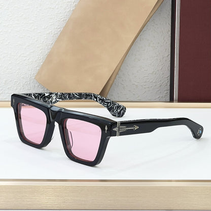 JMM Cross-border Japanese Handmade Metallic Sunglasses Fashion Luxury Gemstone Resort Square Men's and Women's Outdoor Sunglasses