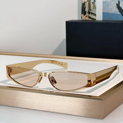 Cross-border Poplar Forest New Metal Narrow Frame Futuristic Sunglasses Women's High-end Big-name Sunglasses UV Protection