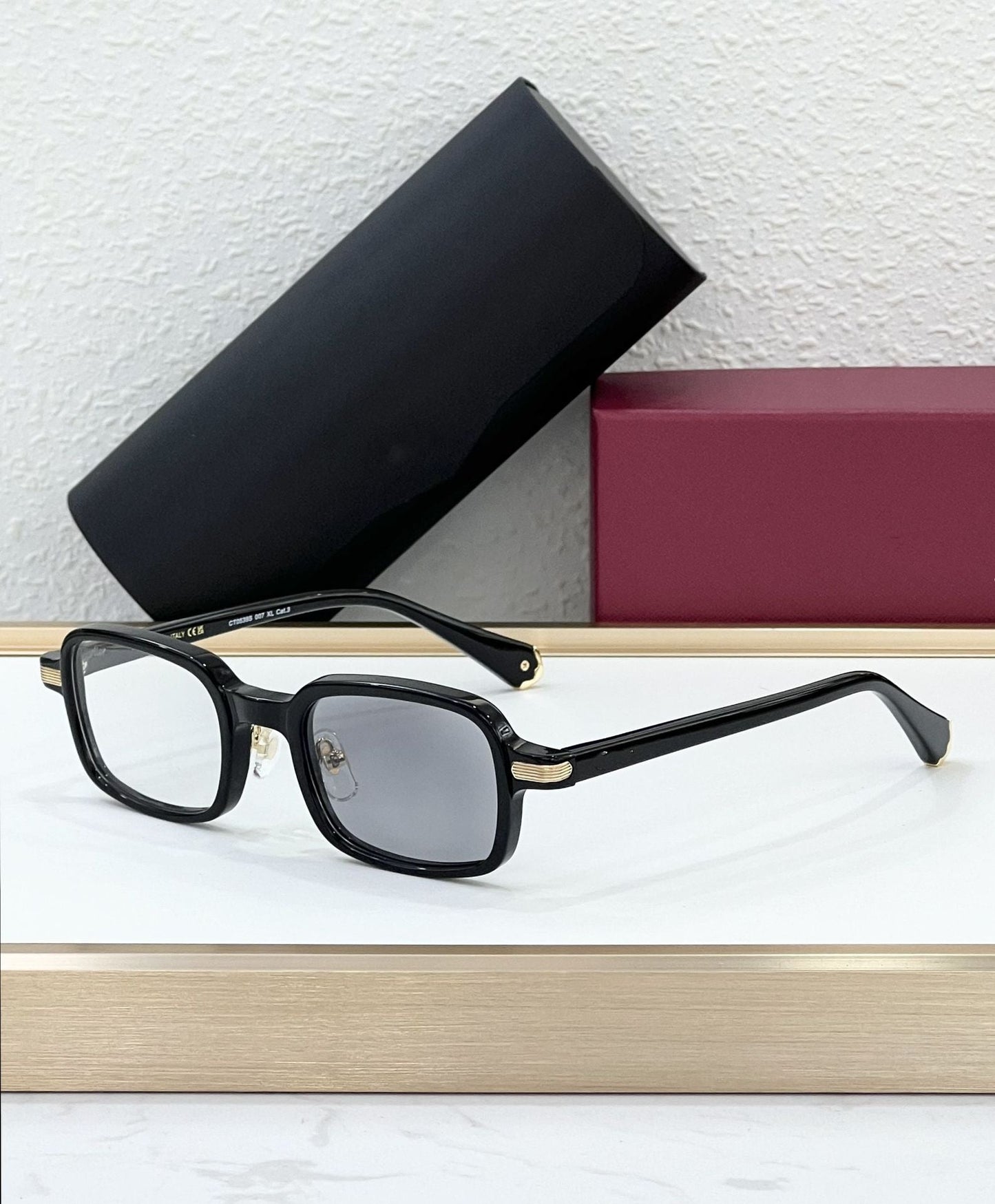 CAR New Rectangular Full Frame Simple Plate Personalized Sunglasses Men's and Women's Color-changing Sunglasses UV Protection CT0539S