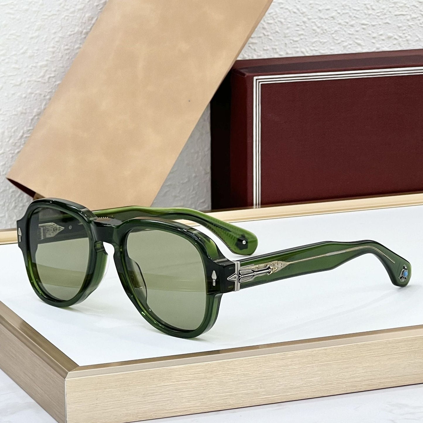 Cross-border JACQ Turquoise Japanese Handmade Glasses Fashion Sunglasses Men's High-end Sunglasses Women's UV Protection