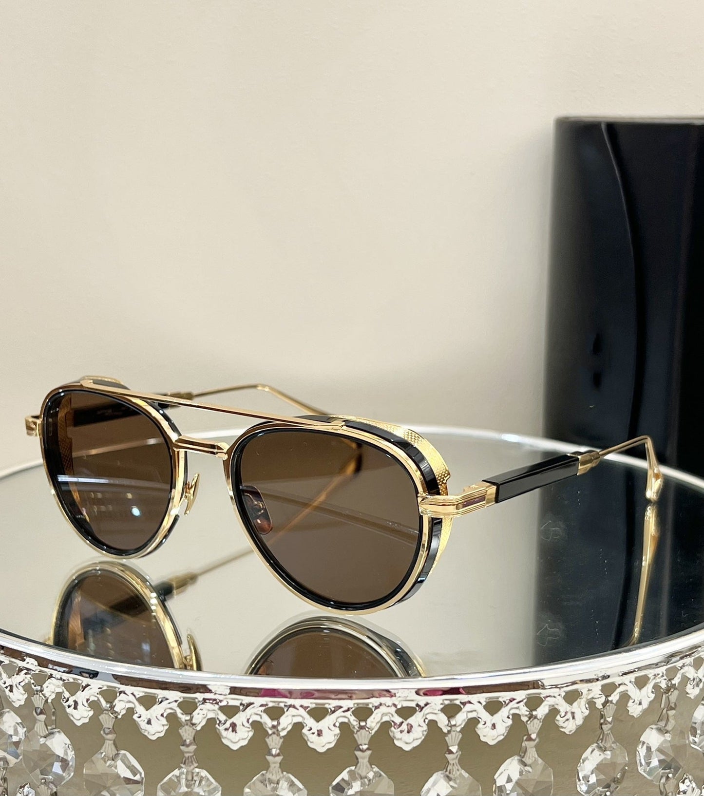 Cross-border MAY Fashion Retro Light Luxury Metal Style Sunglasses Round UV-proof Men's and Women's Sunglasses PADKYLOB