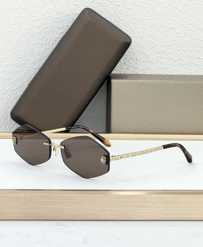 Cross-border Fashion Light Luxury Metal Snake Frameless Polygon B Home Vacation Trendy Men and Women Sunglasses Outdoor BV500156U