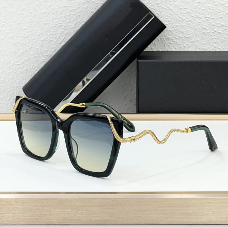 Cross-border SRC034M New Large-frame Sunglasses Women's High-end Fashion Retro Style Big-name Sunglasses UV Protection