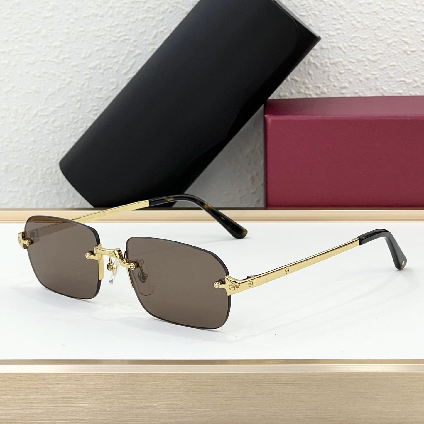 Cross-border CART New Frameless Sunglasses Men's High-end Square Glasses Fashionable Big-name Sunglasses Women's UV Protection