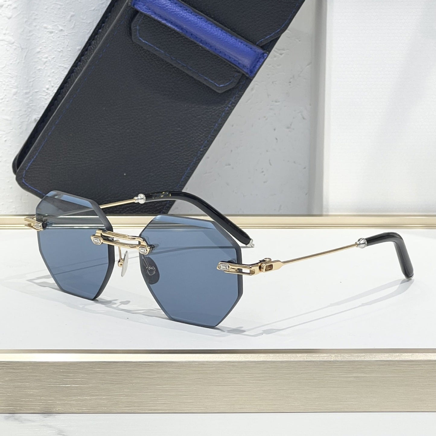 Cross-border European and American New Frameless Sunglasses Men's High-end Metal Wind Glasses Big-name Sunglasses Women's UV Protection