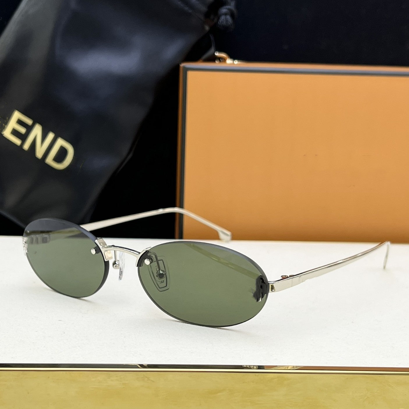 Cross-border FEN Fashion Frameless Sunglasses Women's High-end Ins Wind Big-name Sunglasses Men's High-end Version UV Protection