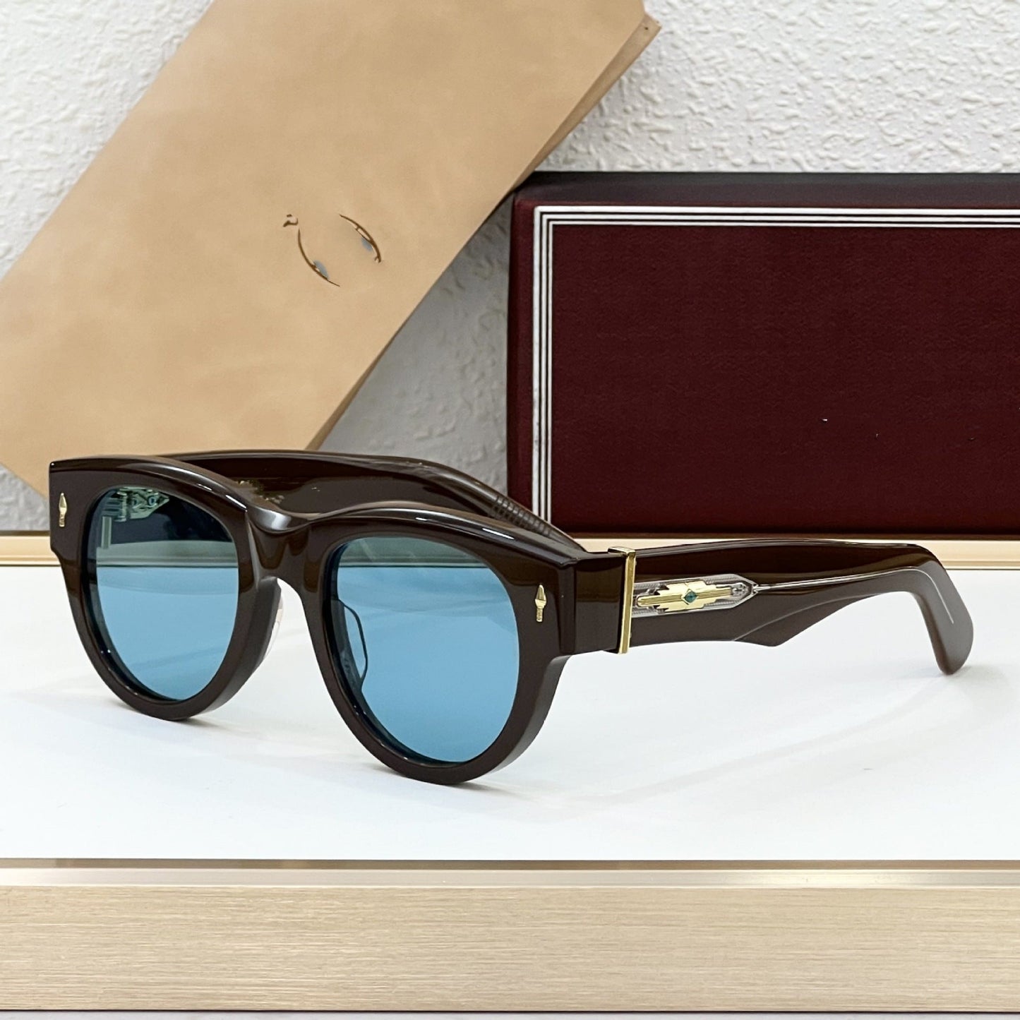 JACQ Cross-border Turquoise Handmade Glasses High-quality Sunglasses Men's Advanced Sense Big-name Sunglasses Women's UV Protection