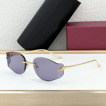 Cross-border Car Metal Frameless Sunglasses Men's High Sense Fashion Personality Curved Sunglasses Women's Big Brand UV Protection