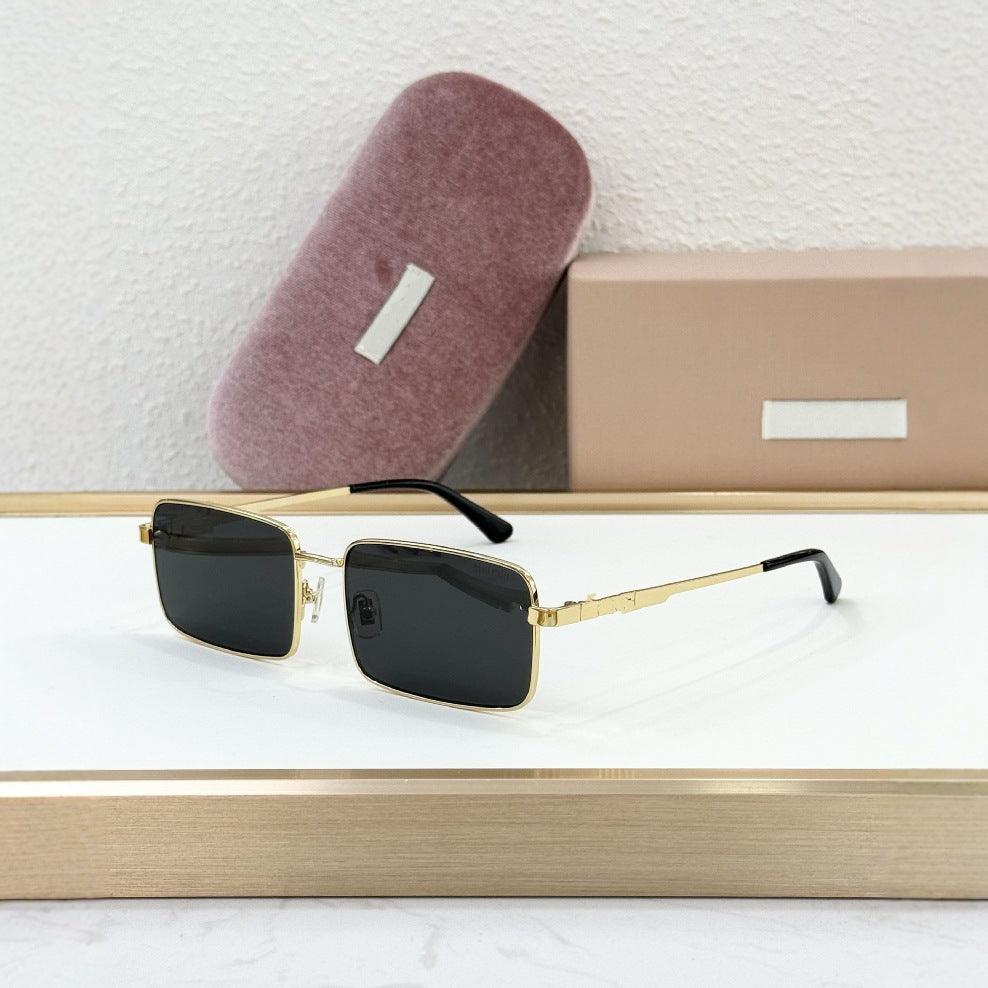 2025 New Product Home Sunglasses Women's High Sense Xiaohongshu INS Internet Celebrity Same Frame Metal Fashion Sunglasses