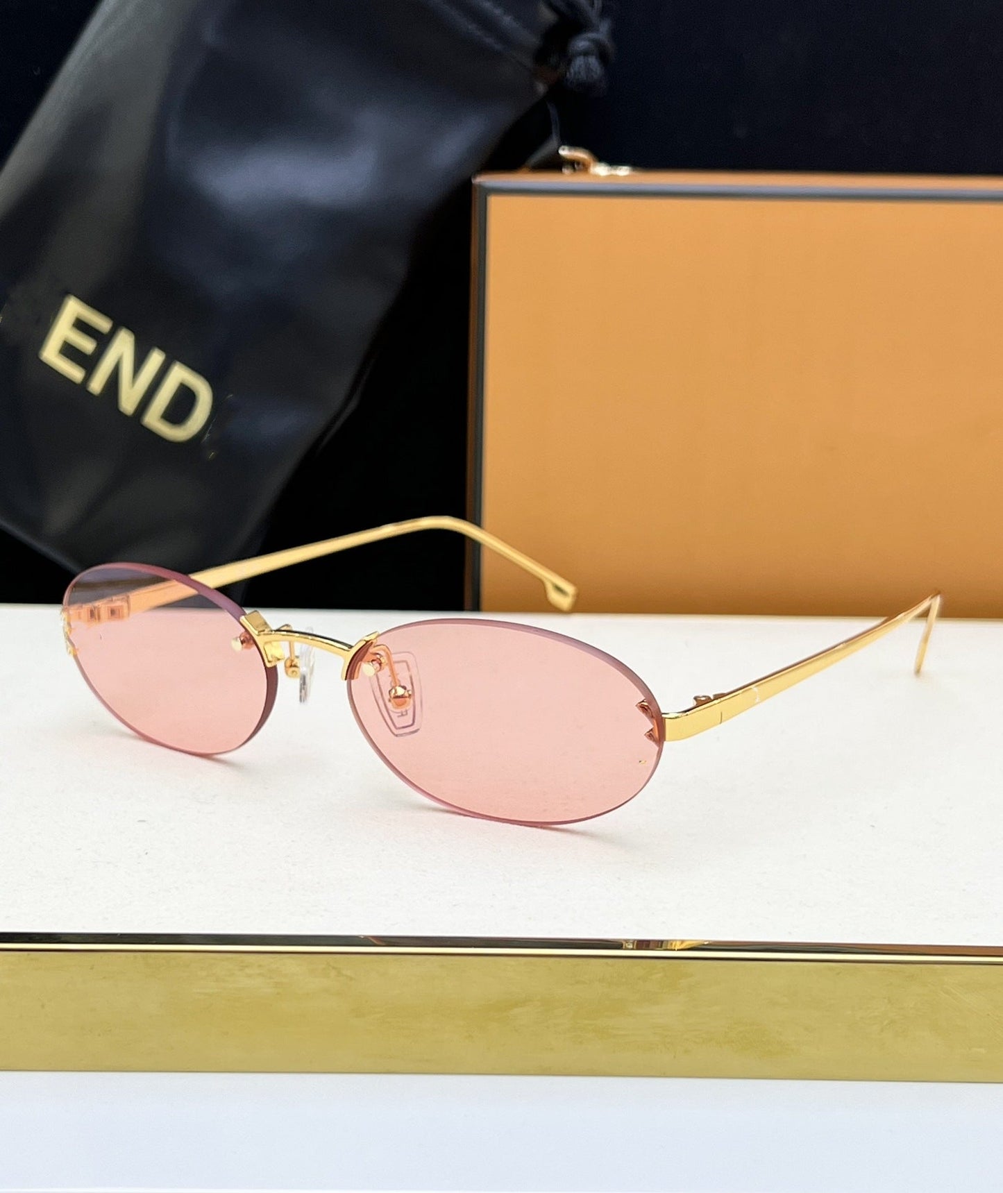 Cross-border FEN Fashion Frameless Sunglasses Women's High-end Ins Wind Big-name Sunglasses Men's High-end Version UV Protection