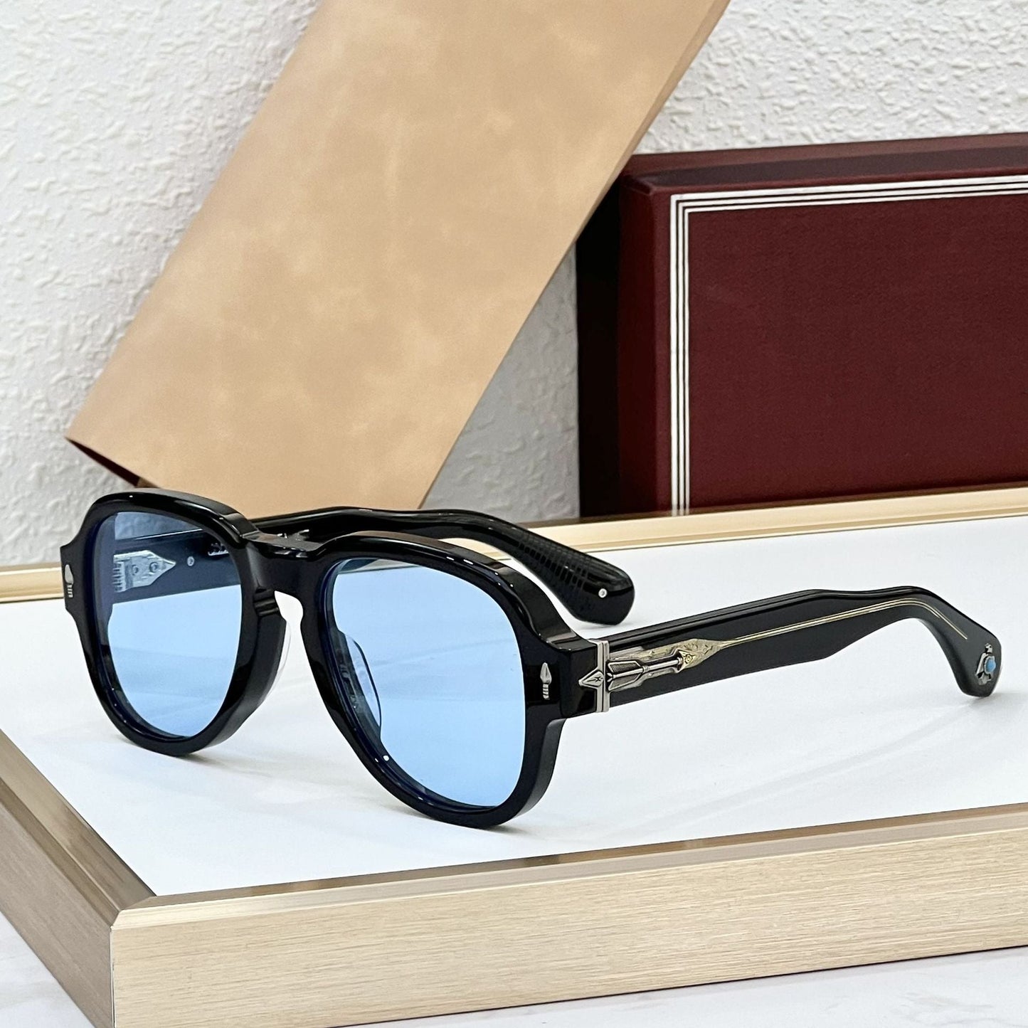 Cross-border JACQ Turquoise Japanese Handmade Glasses Fashion Sunglasses Men's High-end Sunglasses Women's UV Protection