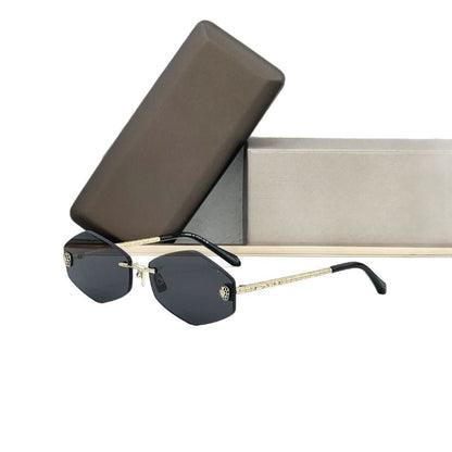 Cross-border Fashion Light Luxury Metal Snake Frameless Polygon B Home Vacation Trendy Men and Women Sunglasses Outdoor BV500156U