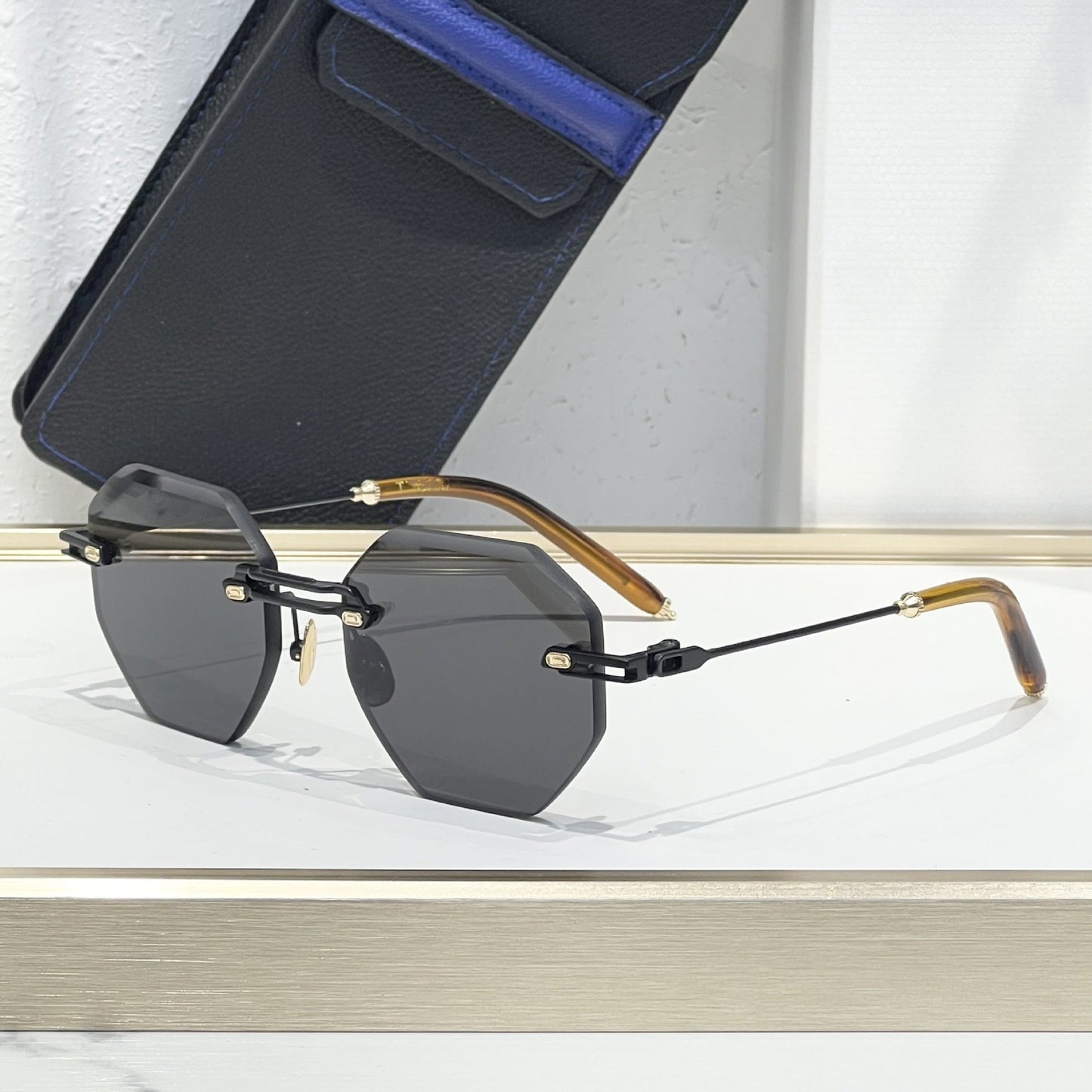 Cross-border European and American New Frameless Sunglasses Men's High-end Metal Wind Glasses Big-name Sunglasses Women's UV Protection