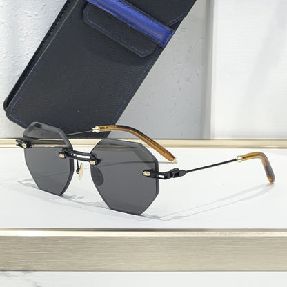 Cross-border European and American New Frameless Sunglasses Men's High-end Metal Wind Glasses Big-name Sunglasses Women's UV Protection