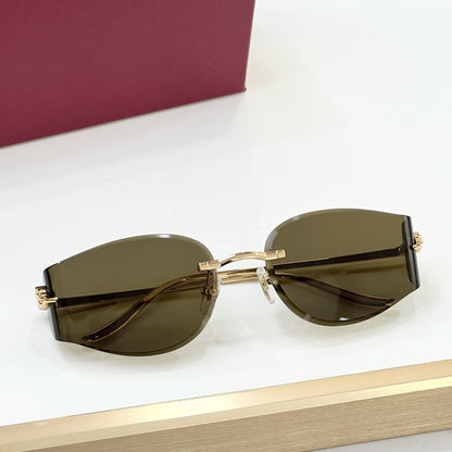 Cross-border Car Metal Frameless Sunglasses Men's High Sense Fashion Personality Curved Sunglasses Women's Big Brand UV Protection