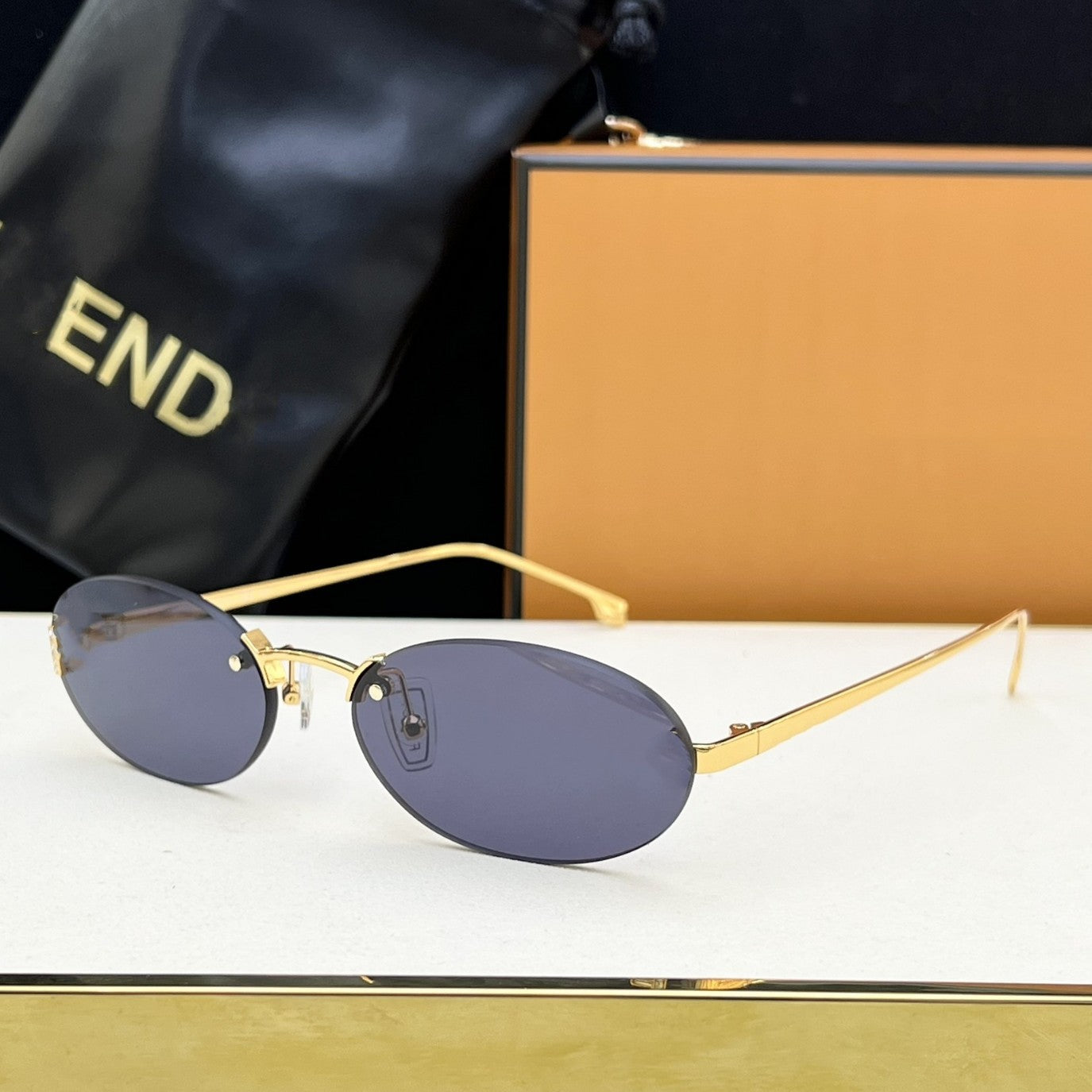 Cross-border FEN Fashion Frameless Sunglasses Women's High-end Ins Wind Big-name Sunglasses Men's High-end Version UV Protection