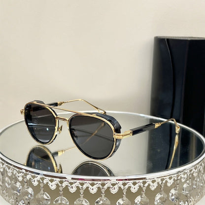 Cross-border MAY Fashion Retro Light Luxury Metal Style Sunglasses Round UV-proof Men's and Women's Sunglasses PADKYLOB