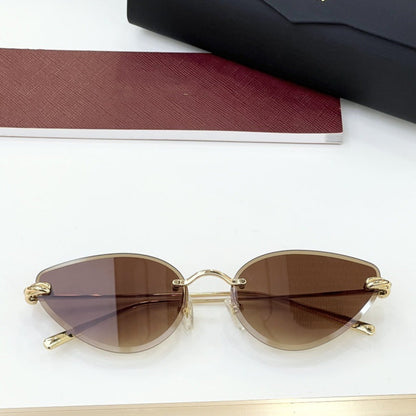 Cross-border European and American CAR Frameless Cat Eye Sunglasses Fashion Color-changing Glasses High Version Big-name Sunglasses Women's UV Protection