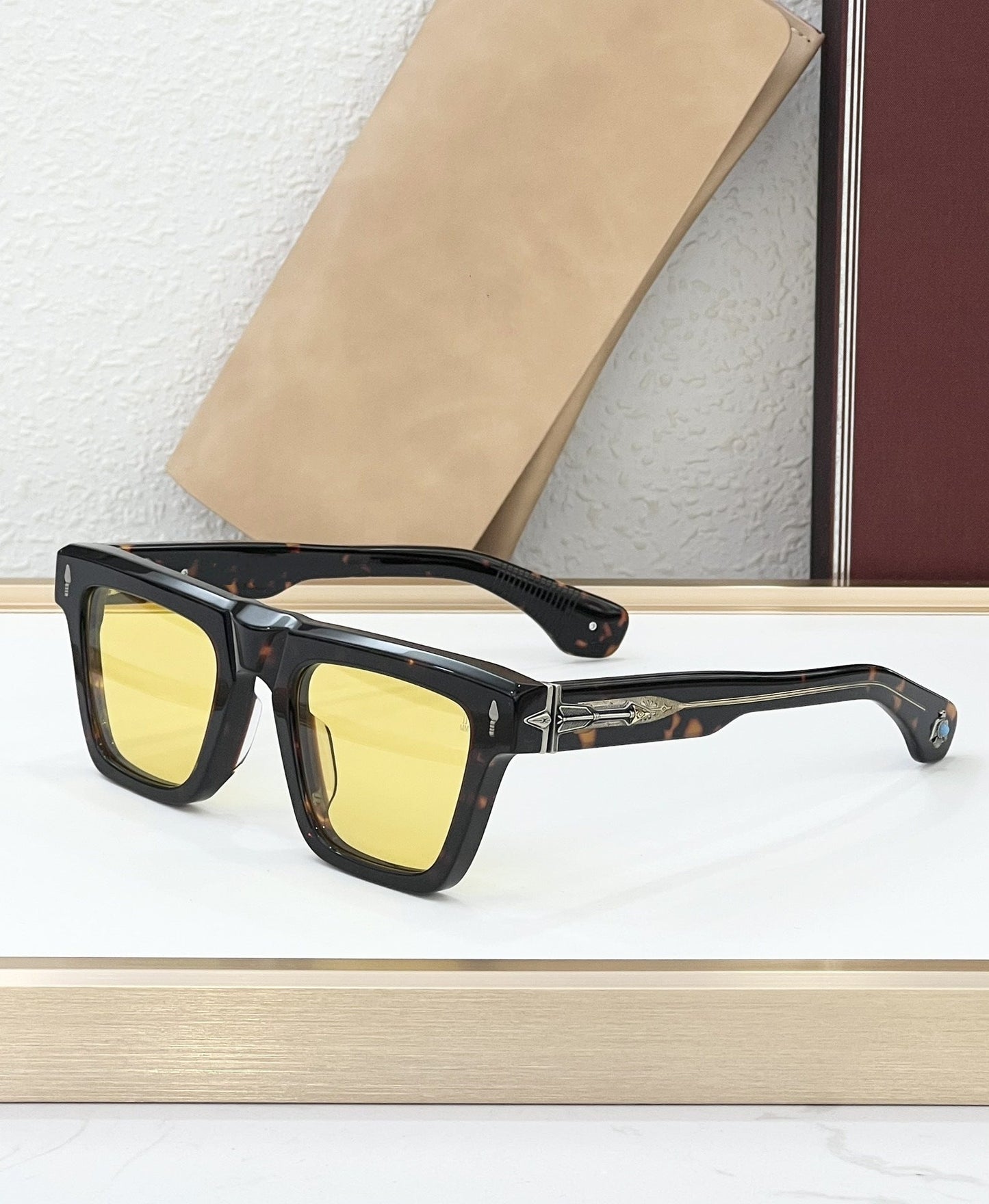 JMM Cross-border Japanese Handmade Metallic Sunglasses Fashion Luxury Gemstone Resort Square Men's and Women's Outdoor Sunglasses