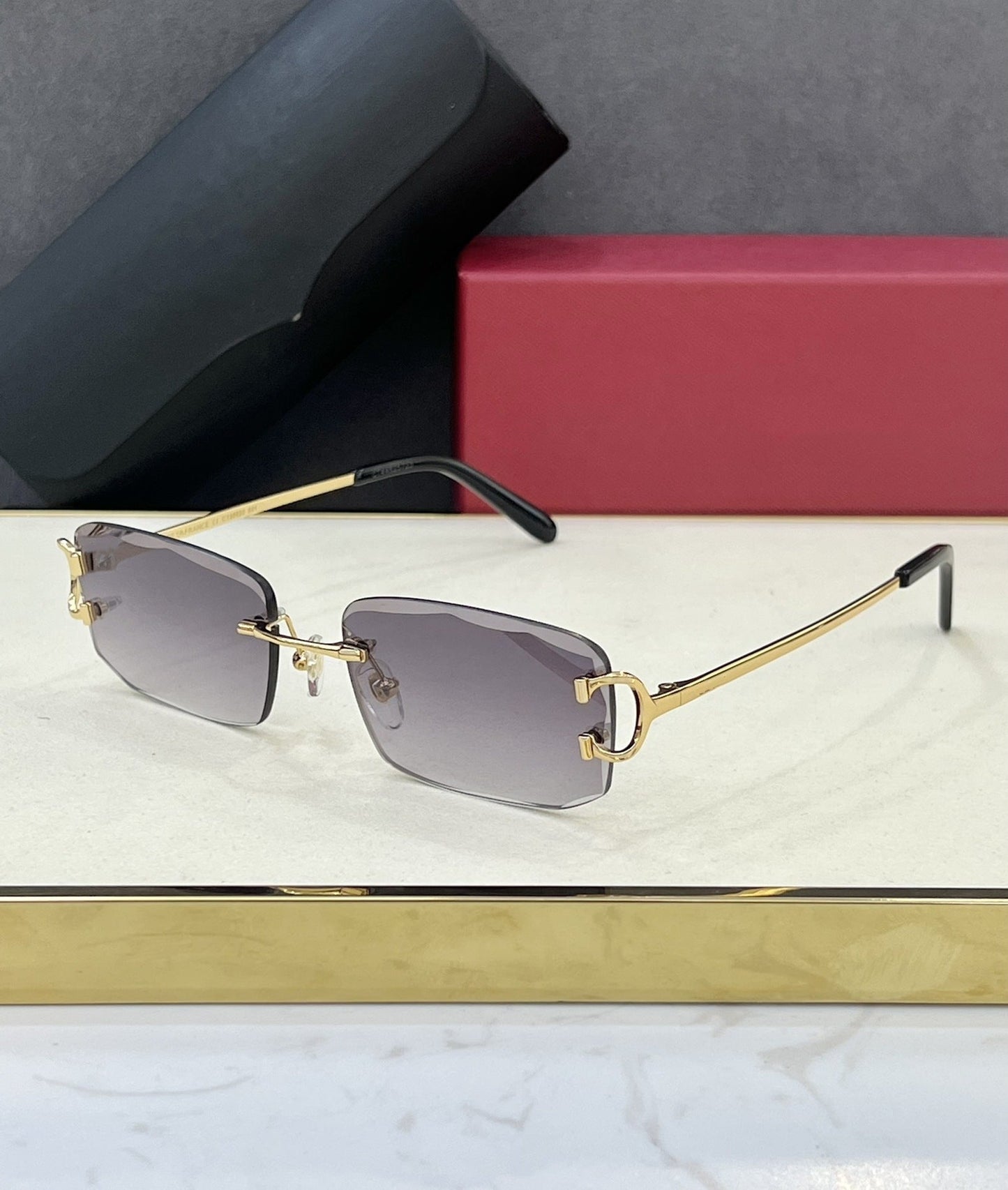 CAR Fashionable and Simple Frameless Trimmed Square Sunglasses INS Style Street Shooting Trendy Personality Versatile Sunglasses UV Protection